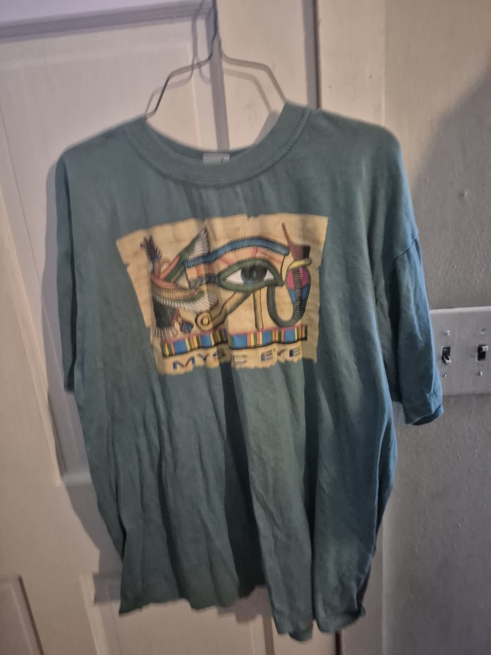 h:ours Teal Short Sleeve Tee with Egyptian Eye Graphic
